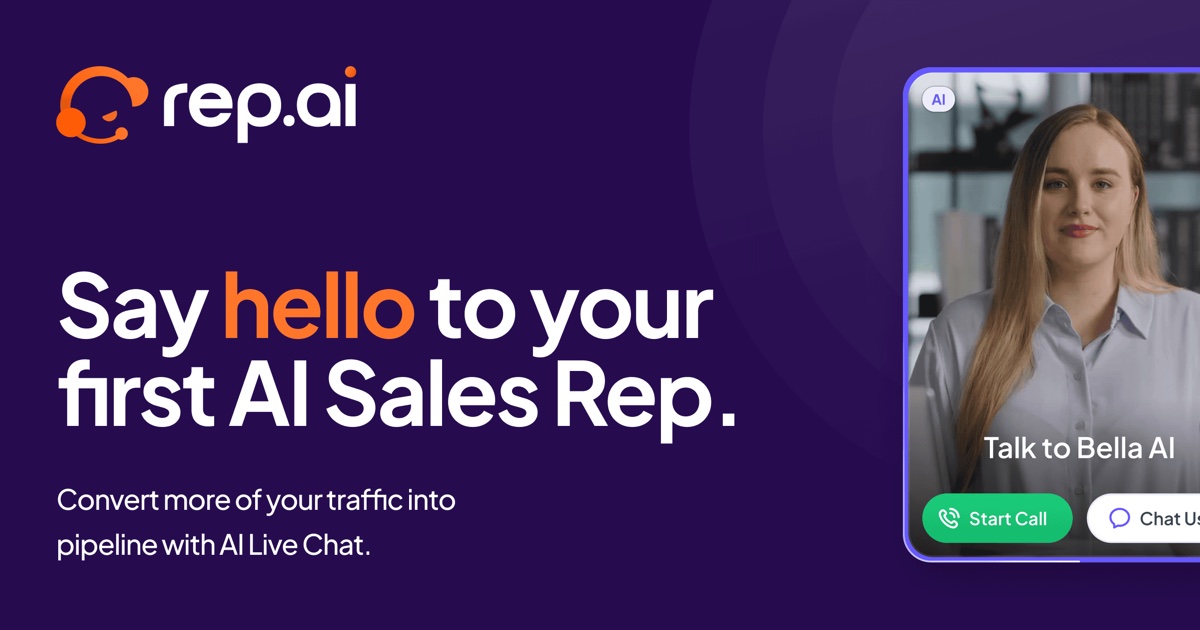 Rep.ai human plus AI live chat platform